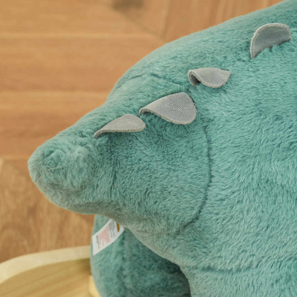 Jouet à Bascule Dinosaure Effet sonore Rugissement Bois peuplier Peluche Courte Polyester Vert d'eau-7
